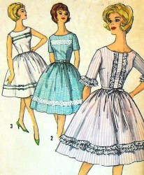 4432 SIMPLE 60S FLARE DRESS SLEEVES OR NOT BELT  PATTERN 16 36